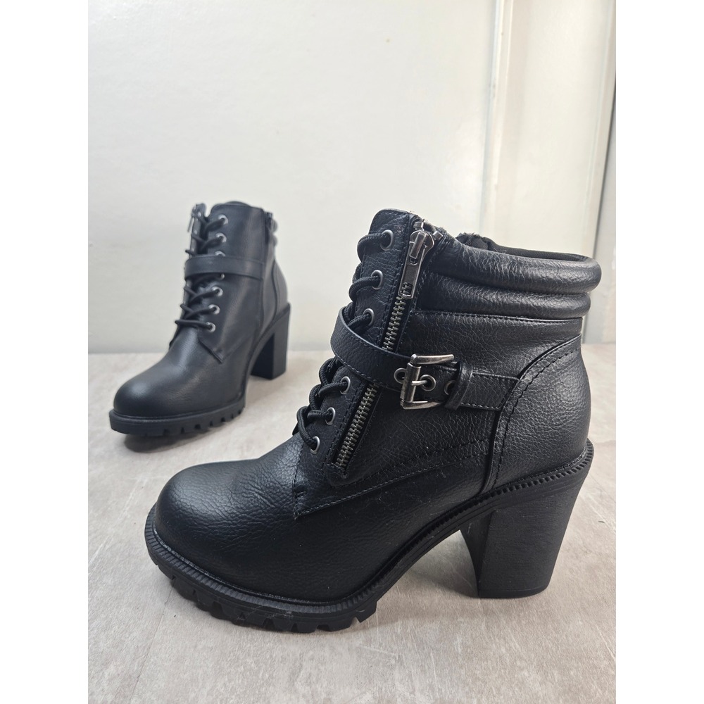 Torrid Combat Hiker Boot 10.5 Wide Fit Black Lace Up Block Heel Edgy Moto Bootie